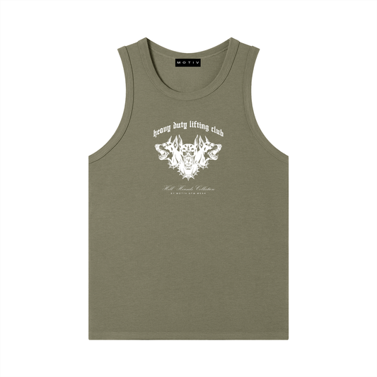 The Hell Hounds Ribbed Tank - Army Khaki