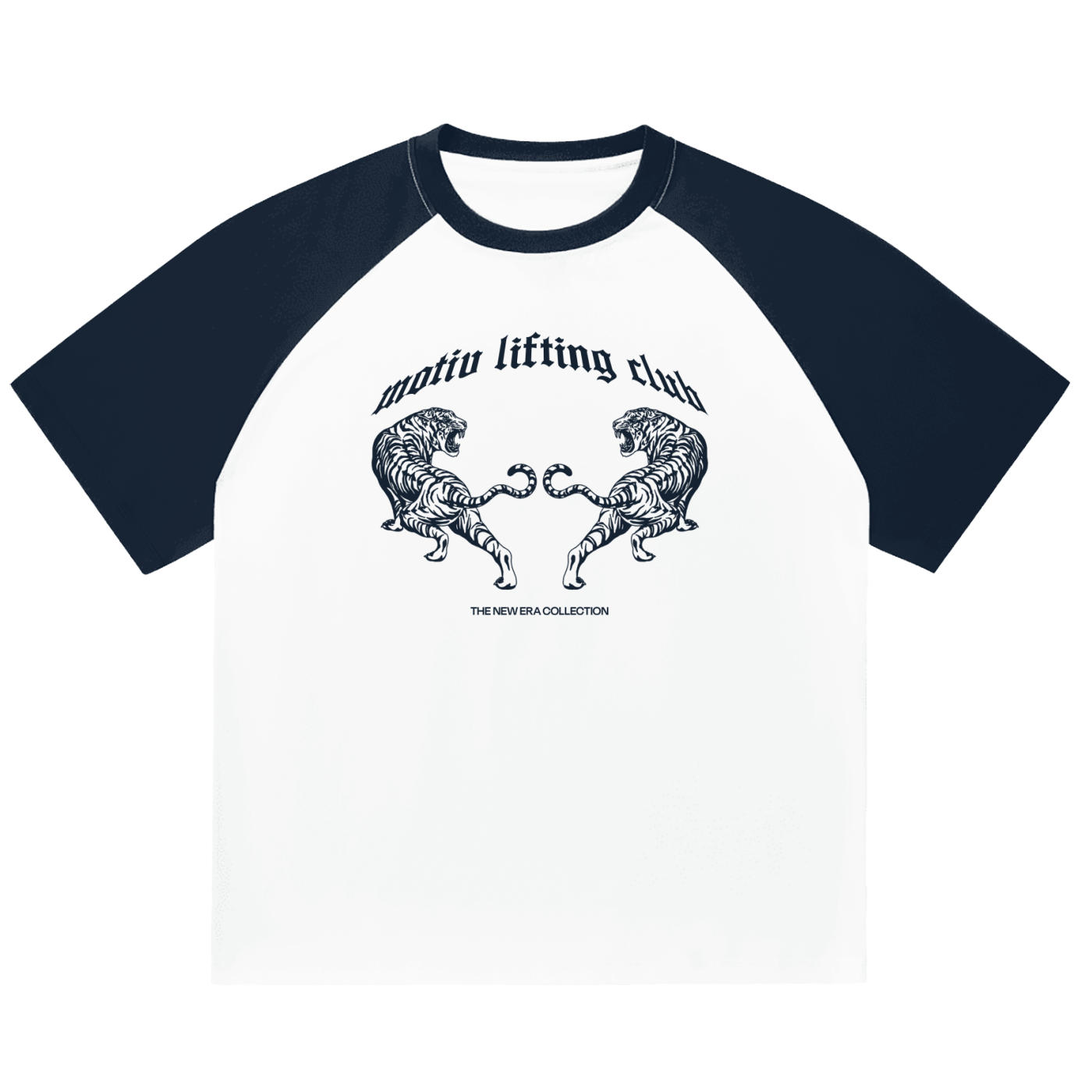 A New Era Colour-Blocked Raglan Sleeve T-shirt - Navy Blue + White