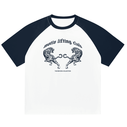 A New Era Colour-Blocked Raglan Sleeve T-shirt - Navy Blue + White