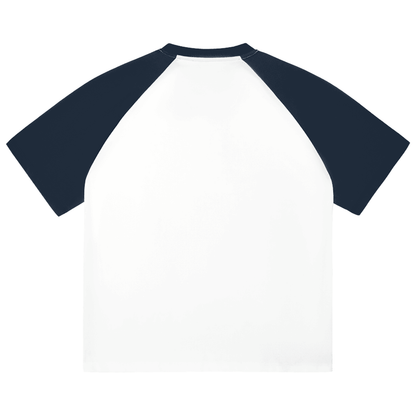 A New Era Colour-Blocked Raglan Sleeve T-shirt - Navy Blue + White