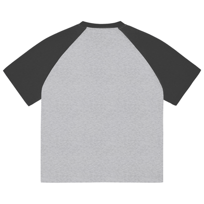 A New Era Colour-Blocked Raglan Sleeve T-shirt - Dark Grey + Grey
