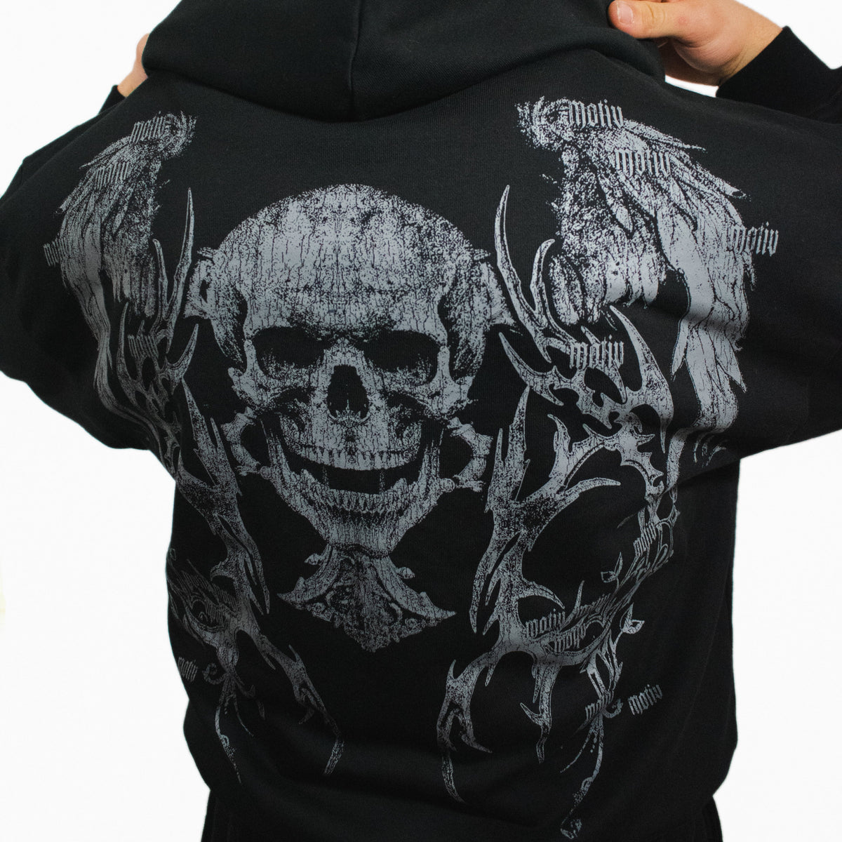 OBSIDIAN WINGS OVERSIZED ZIP UP HOODIE