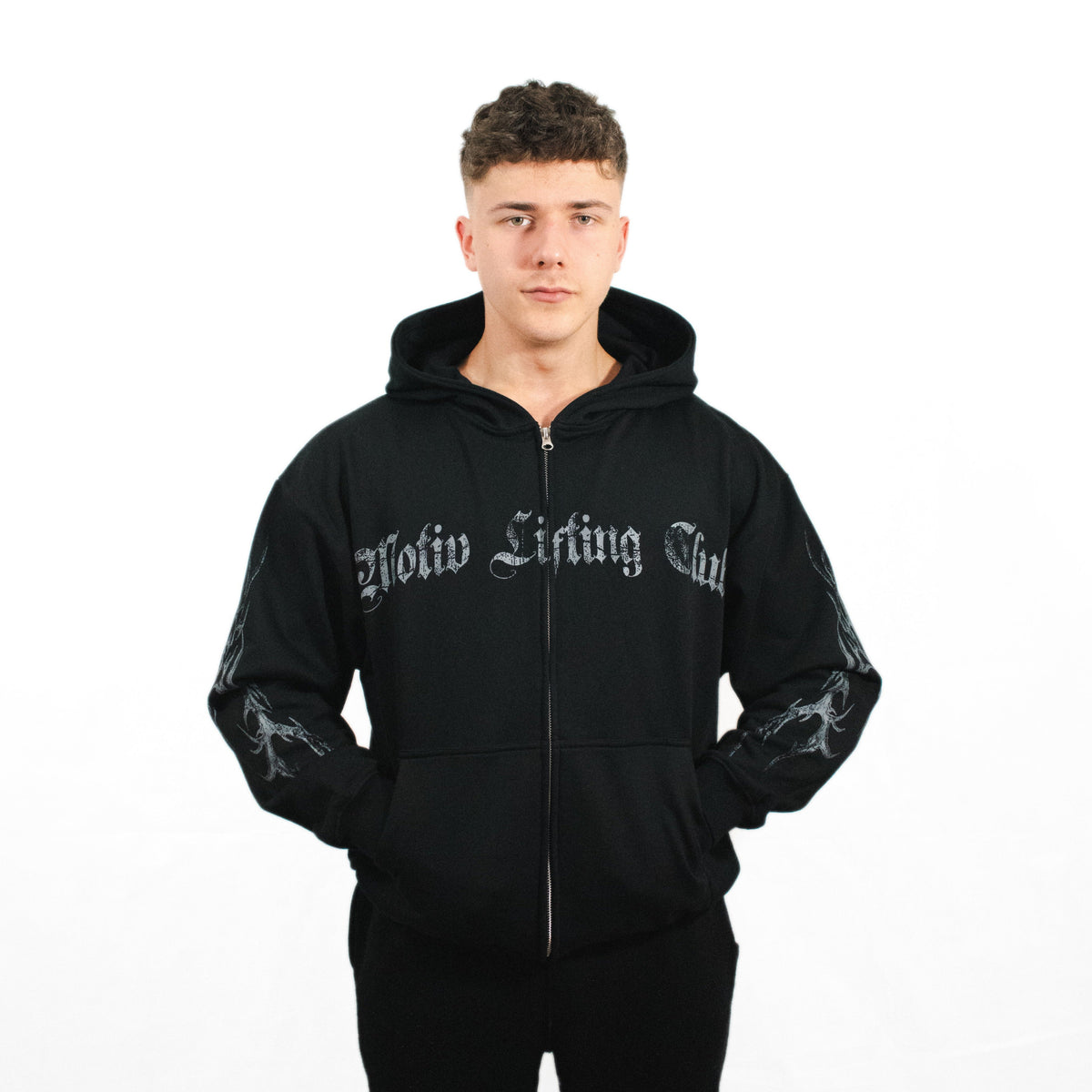 OBSIDIAN WINGS OVERSIZED ZIP UP HOODIE