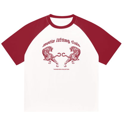 A New Era Colour-Blocked Raglan Sleeve T-shirt - Burgundy + White